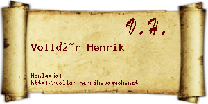 Vollár Henrik névjegykártya