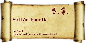 Vollár Henrik névjegykártya